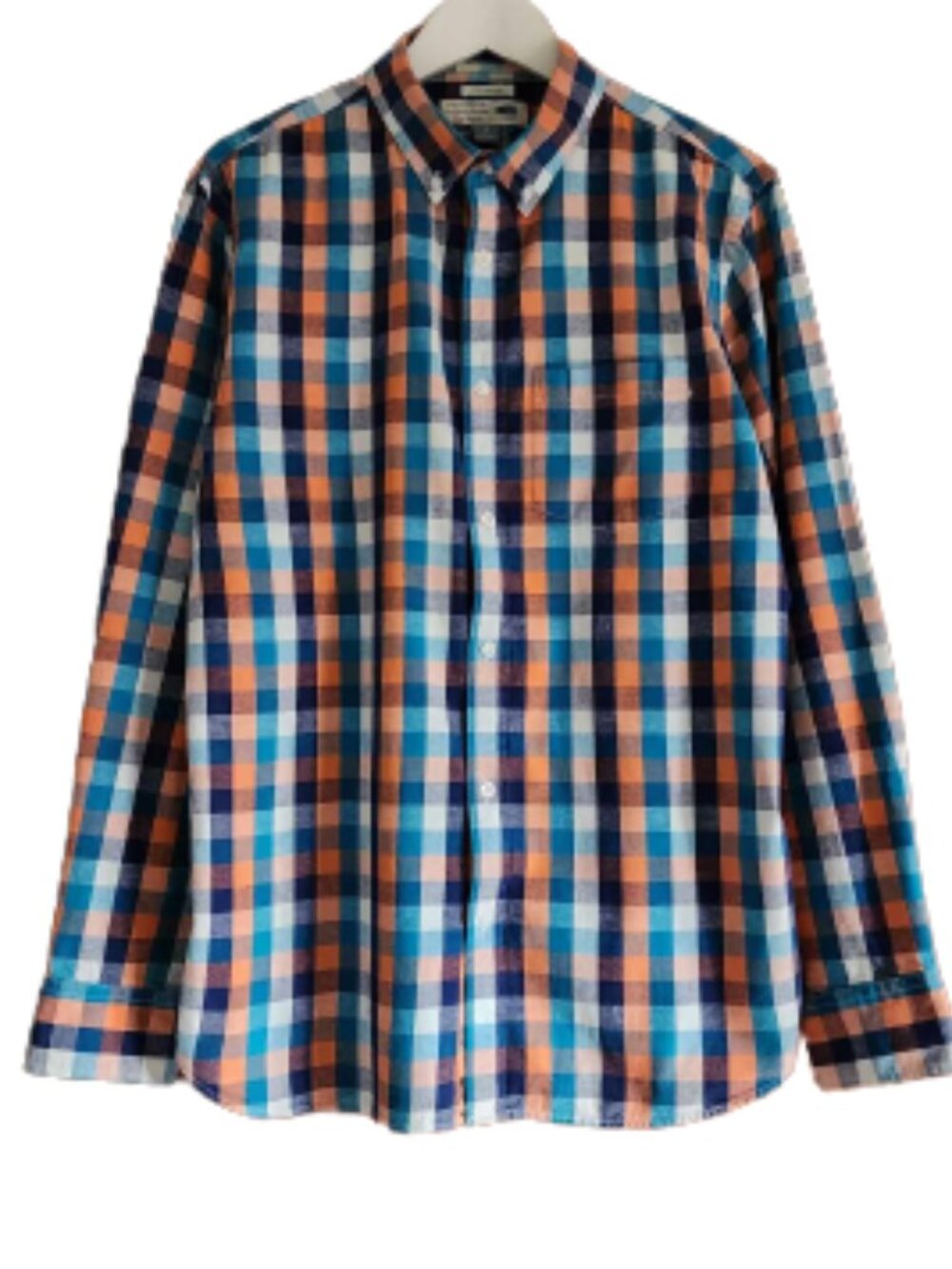 Old Navy cotton linen plaid button down shirt